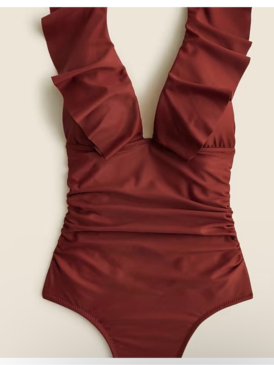 J. Crew Women’s Ruffle-Shoulder One-Piece Swimsuit In Sienna